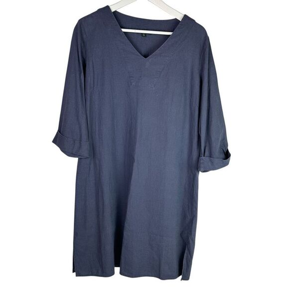 For Cynthia Dresses & Skirts - For Cynthia Medium Linen Blend Shift Dress Grayish Blue